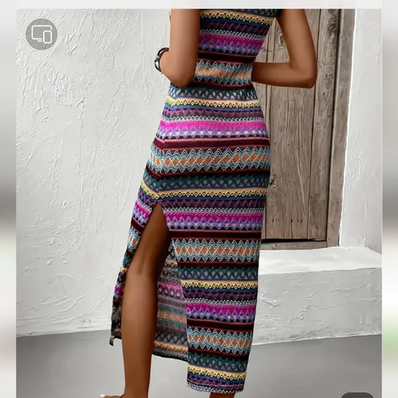 Colorful Striped Maxi Dress - Picture 3 of 3